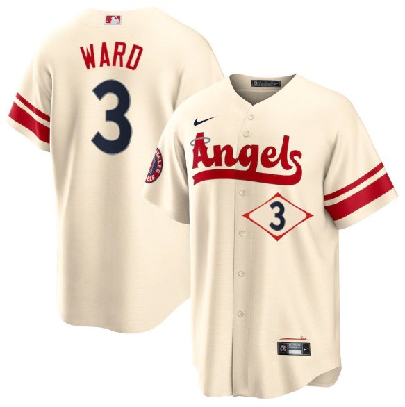 Men's Los Angeles Angels #3 Taylor Ward 2022 Cream City Connect Cool Base Stitched Jersey Men's Los Angeles Angels #3 Taylor Ward 2022 Cream City Connect Cool Base Stitched Jersey